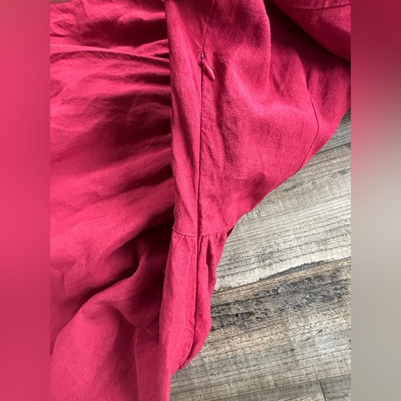 Son de Flor Classic Marsala Red Dress with Garden Embroidered Collar Size Small - Picture 6 of 11